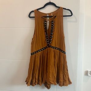 Free People Copper Short Romper XS mirror detail